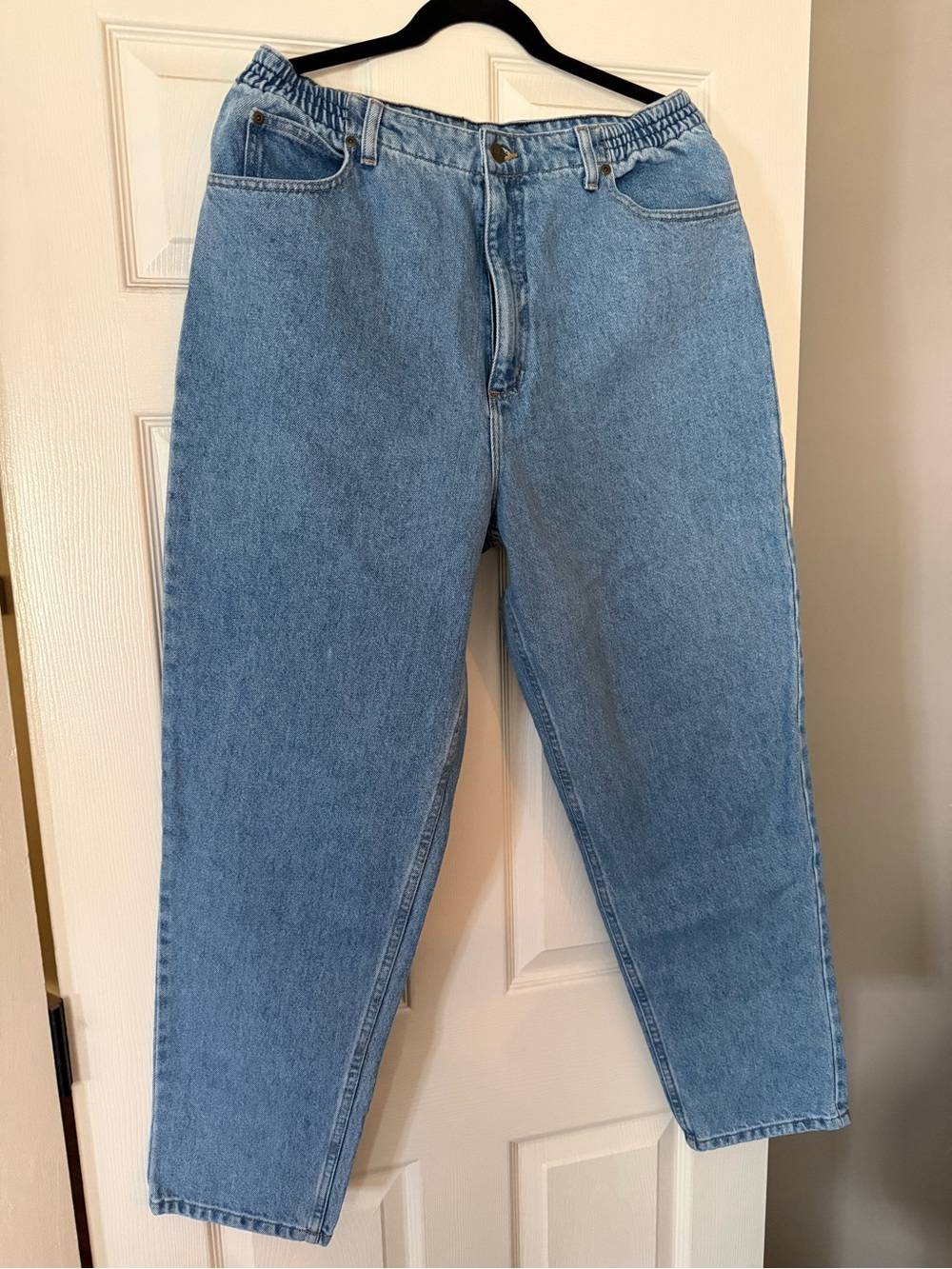 L.L. Bean Light Blue Elastic-Waist Boyfriend Jeans